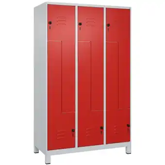 ManoMano C+P Z-Spind Classic PLUS mit Füßen 6 Abteile HxBxT 195x120x50cm Sicherheits-Drehriegel Stahl Lichtgrau/Verkehrsrot - Hellgrau Angebot