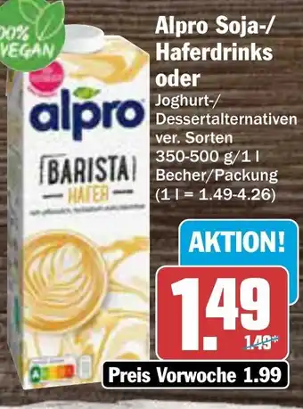 AEZ Alpro Soja-/ Haferdrinks Angebot