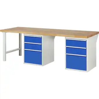 ManoMano Proregal-profi Arbeitsplatzeinrichtungen - Werkbank Serie 7000 - Modell 7507 HxBxT 89x250x90cm 6x Schublade Schubladenmaße 4x Angebot