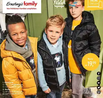 Ernstings family Yigga oder topolino steppjacke oder weste Angebot