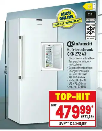 METRO Bauknecht gefrierschrank gkn 272 a3+ Angebot