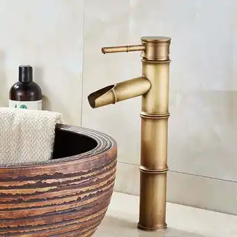 ManoMano Qiedie - Badarmatur, Retro-Bronze-Waschtischarmatur, Einloch-Wasserhahn für heißes und kaltes Wasser, geeignet für Innendurch Angebot