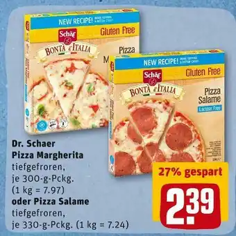 REWE Dr. schaer pizza margherita oder pizza salame Angebot