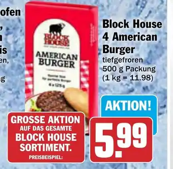 AEZ BLOCK HOUSE  4 American Burger 500 g Packung (1 kg = 11.98) Angebot