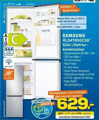 Euronics XXL Samsung Rl34t600cs9 Kühl- Gefrierkombination Angebot