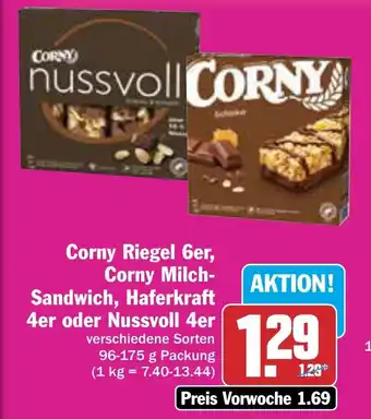 AEZ Corny Riegel 6er, Corny Milch- Sandwich, Haferkraft 4er oder Nussvoll 4er nussvoll CORNY Angebot