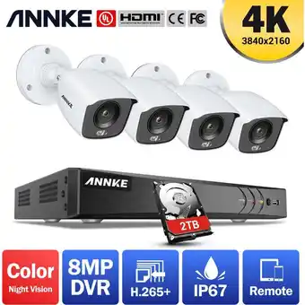 ManoMano ANNKE 4K Ultra HD DVR-Überwachungskamerasystem mit 24/7 Vollfarb-Nachtsicht-CCTV-Überwachung im Innen- und Außenbereich mit z Angebot