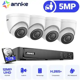 ManoMano 8CH videoüberwachungsset 4K nvr 4×5MP kamera ir nachtsicht IP67 bewegungserkennung fernüberwachung - 1TB hdd - Annke Angebot