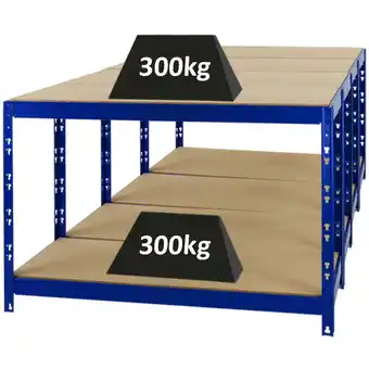 ManoMano Proregal-regale Günstig Kaufen - Mega Deal 4x Werkbank Tiger 300 kg pro Fachboden HxBxT 90x140x60 cm Blau - Blau Angebot