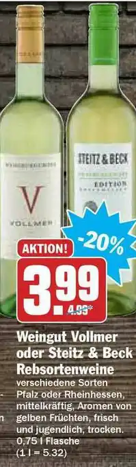 Hit Weingut Vollmer Oder Steitz & Beck Rebsortenweine Angebot