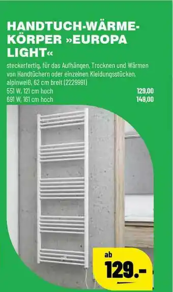 Leitermann Baumarkt Handtuch-wärmekörper „europa Light” Angebot