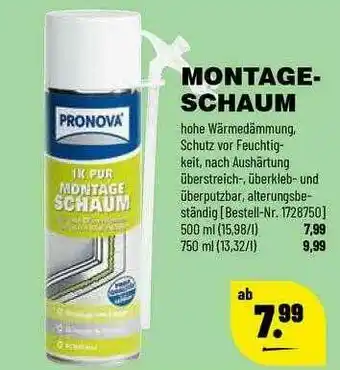 Leitermann Baumarkt Montageschaum Pronova Angebot