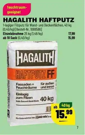 Leitermann Baumarkt Hagalith Haftputz Angebot