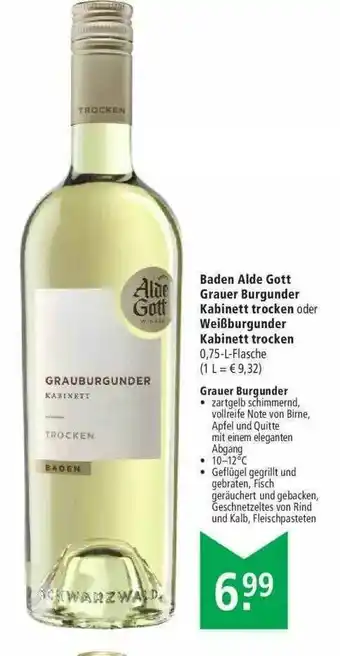 Marktkauf Baden Aide Gott Grauer Burgunder Kabinett Trocken Oder Weißburgunder Kabinett Trocken Angebot