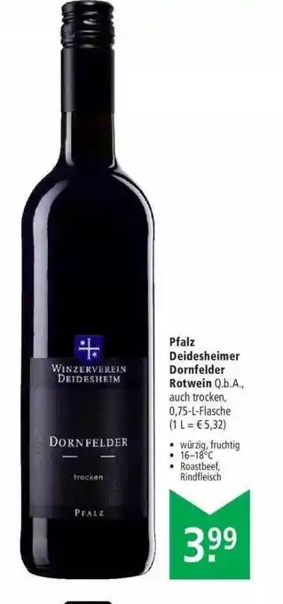 Marktkauf Pfalz Deidesheimer Dornfelder Rotwein Angebot