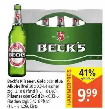 Marktkauf Beck's Pilsener, Gold Oder Blue Alkoholfrei, Pilsener Oder Gold Angebot