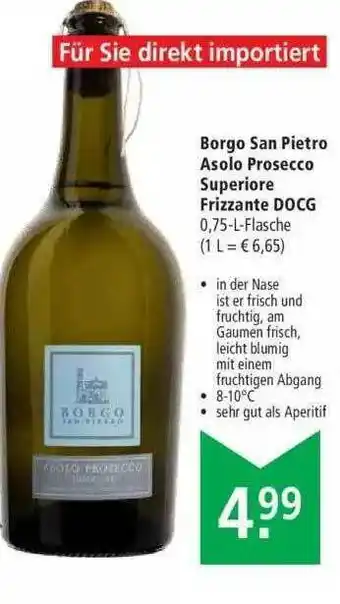 Marktkauf Borgo San Pietro Asolo Prosecco Superiore Frizzante Docg Angebot