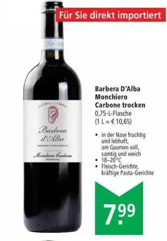 Marktkauf Barbera D'alba Monchiero Carbone Trocken Angebot