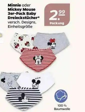 NETTO Minni Oder Mickey Mouse 3er Pack Baby Dreieckstücher Angebot