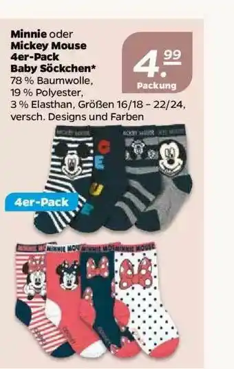 NETTO Minnie Oder Mickey Mouse 4 Er Pack Baby Söckchen Angebot