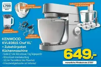 Euronics XXL Kenwood Kvl8361s Chef Xl + Zubehörpaket Küchenmaschine Angebot