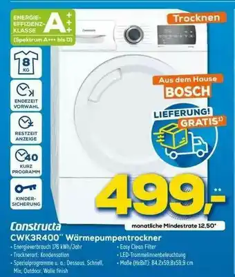 Euronics XXL Constructa Cwk3r400 Wärmepumpentrockner Angebot