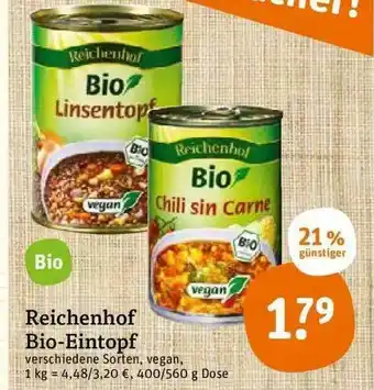 tegut Reichenhof Bio-eintopf Angebot