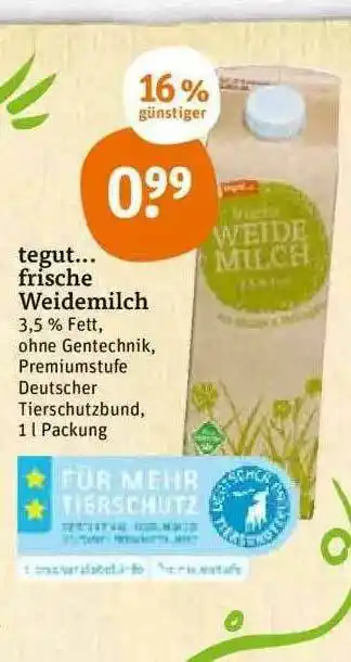 tegut Tegut Frische Weidemilch Angebot