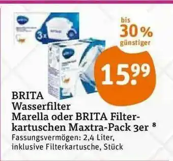 tegut Brita Wasserfilter Marella Oder Brita Filterkartuschen Maxtra-pack 3er Angebot