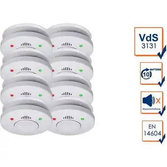 ManoMano 8er set Rauchmelder 10 Jahres Batterie - VdS Zertifiziert & Stummschaltfunktion Angebot