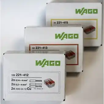 ManoMano Genisys - Wago 221 Klemmen set 100x 221-412, 50x 221-413, 25x 221-415 - Kabel Verbinder - Original wago Angebot