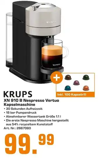 Saturn Krups XN 910 B Nespresso Vertuo Kapselmaschine Angebot