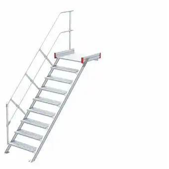 ManoMano Euroline - Podesttreppe 45 Grad, 800 mm Stufenbreite, 1 Treppen-/Podestgeländer 9 Stufen Angebot