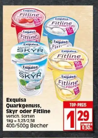 Elli Markt Exquisa Quarkgenuss, Skyr oder Fitline 400/500g Becher Angebot