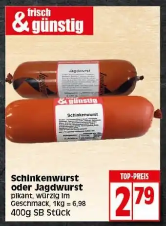 Elli Markt Frisch & Günstig Schinkenwurst oder Jagdwurst 400g Angebot