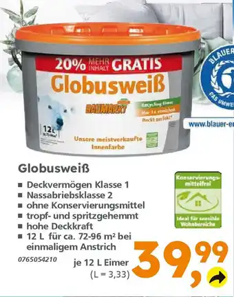 Globus Baumarkt Globusweiß je 12 L Eimer Angebot