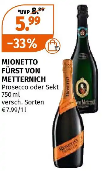 Müller MIONETTO FÜRST VON METTERNICH Prosecco oder Sekt 750 ml Angebot