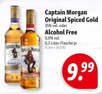 Nah & Frisch Captain Morgan Original Spiced Gold 35% vol. oder Alcohol Free 0,0% vol. 0,7-Liter-Flasche je Angebot