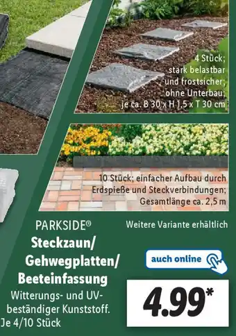 Lidl PARKSIDE® Steckzaun/ Gehwegplatten/ Beeteinfassung Angebot