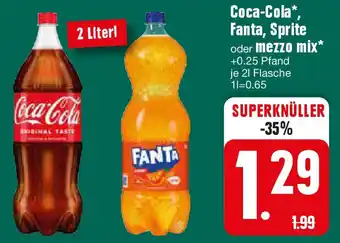 Edeka Coca-Cola Fanta, Sprite oder mezzo mix 2 l Flasche Angebot