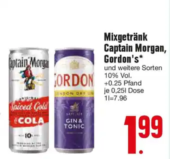 Edeka Mixgetränk Captain Morgan, Gordon's 0,25 l Dose Angebot