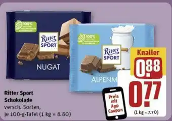 REWE Ritter Sport Schokolade 100-g-Tafel Angebot