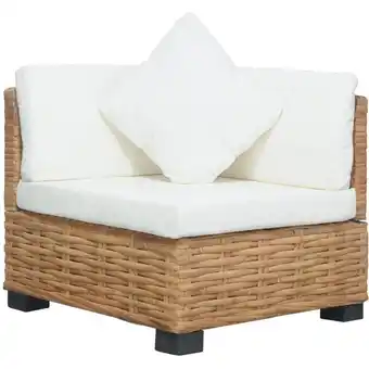 ManoMano Ecksofa Loungesofa Couch Modern mit Auflagen Natur Rattan DE27046 - Braun Angebot