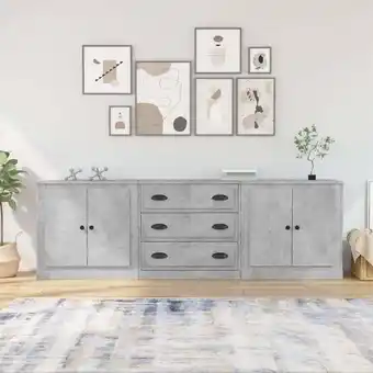 ManoMano 3 Stk.Sideboards Kommoden für das Wohnzimmer - Schränke Anrichten Betongrau Holzwerkstoff -FV94837 - Grau Angebot