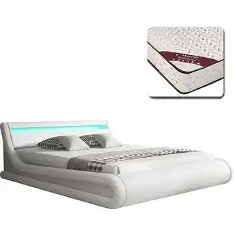 ManoMano Polsterbett mit Bettkasten mit Matratze Bettgestell Bett Doppelbett mit led Beleuchtung Bettkasten Bett Holzstruktur mit Kuns Angebot