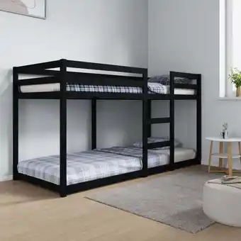 ManoMano Bett Etagenbett Jugendbett - Bettgestell Schwarz 80x200 cm Massivholz Kiefer BV584472 - BonneVie Angebot