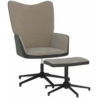 ManoMano Relaxsessel mit Hocker, Fernsehsessel, Sessel Wohnzimmer, Lesesessel Hellgrau Samt und pvc PPP30279 Maisonchic Angebot