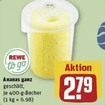 REWE Ananas ganz geschält, 400-g-Becher Angebot