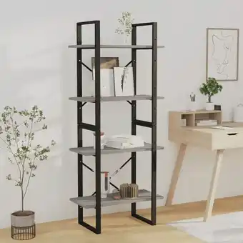 ManoMano Bücherregal 4 Fächer,Stahlgestell Bücherschrank für Wohnzimmer, Büro Grau Sonoma 60x30x140 cm Holzwerkstoff -BNC92955 - Grau Angebot