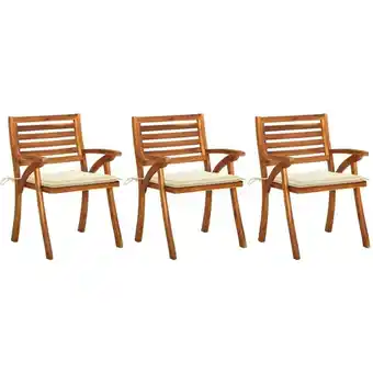 ManoMano 3 Stk.Garten-Essstühle mit Kissen ,Küchenstühle,Essstühle moderne Massivholz Akazie -24185 - Creme Angebot